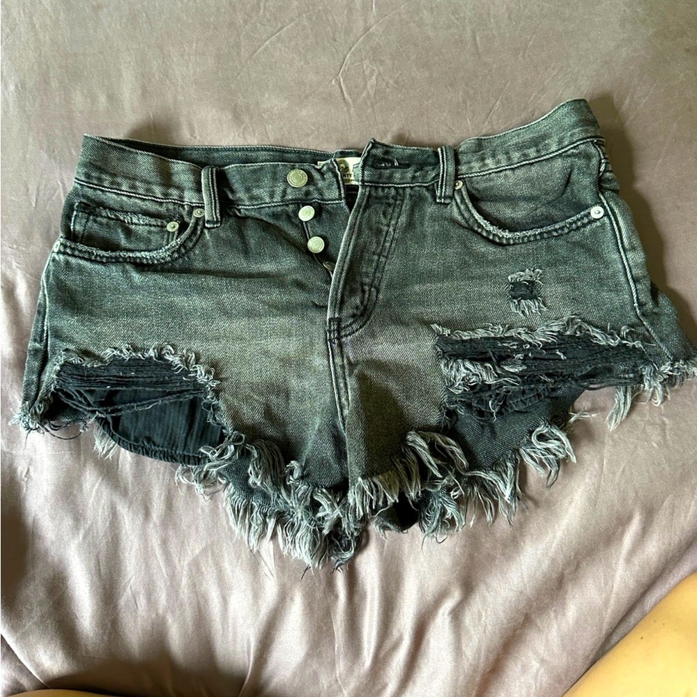 Free People Grey Jean Shorts